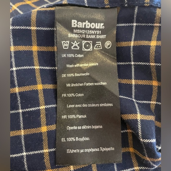 Men’s Barbour Navy Plaid Button Down, Size Small - Picture 4 of 5